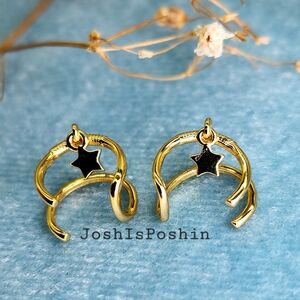 Cuff star earrings in 18k gold over sterling silver